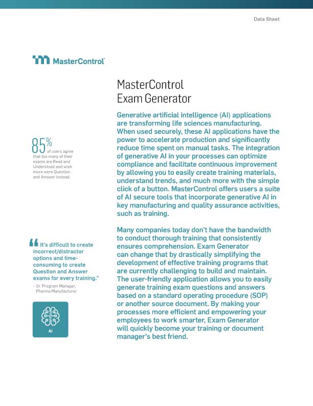 mastercontrol-gxpassist-ai-exam-generator